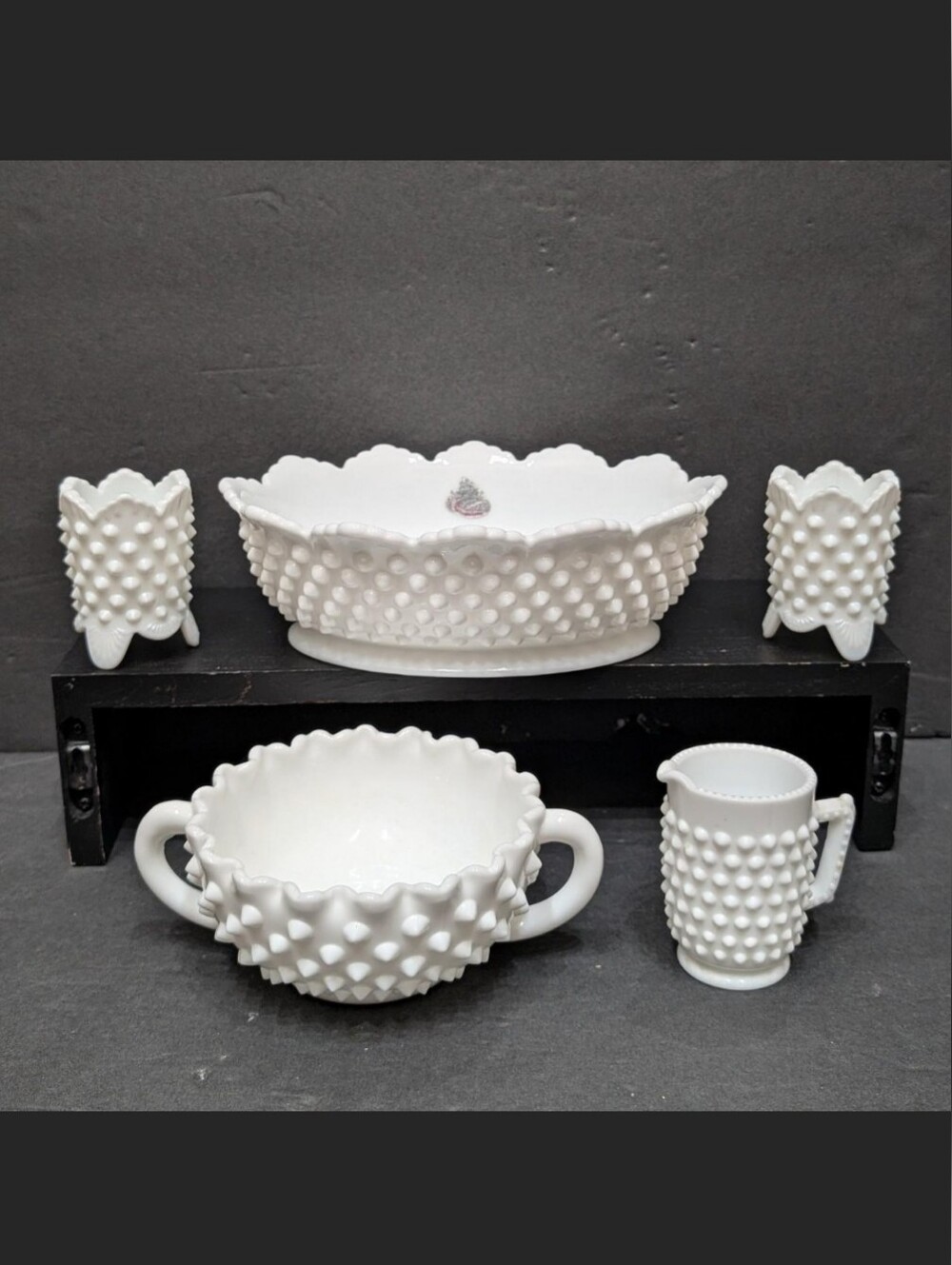 Fenton milk glass Hobnail design Lot Of 5 Pieces